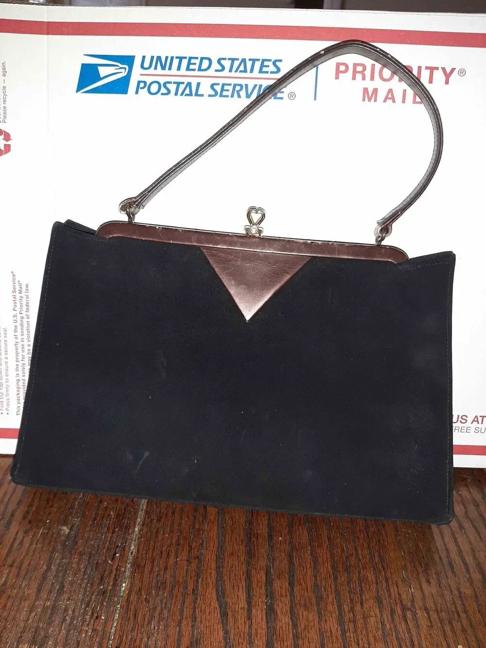 Vintage Melbourne Bags Black Velvet Frame Purse Bag Handbag